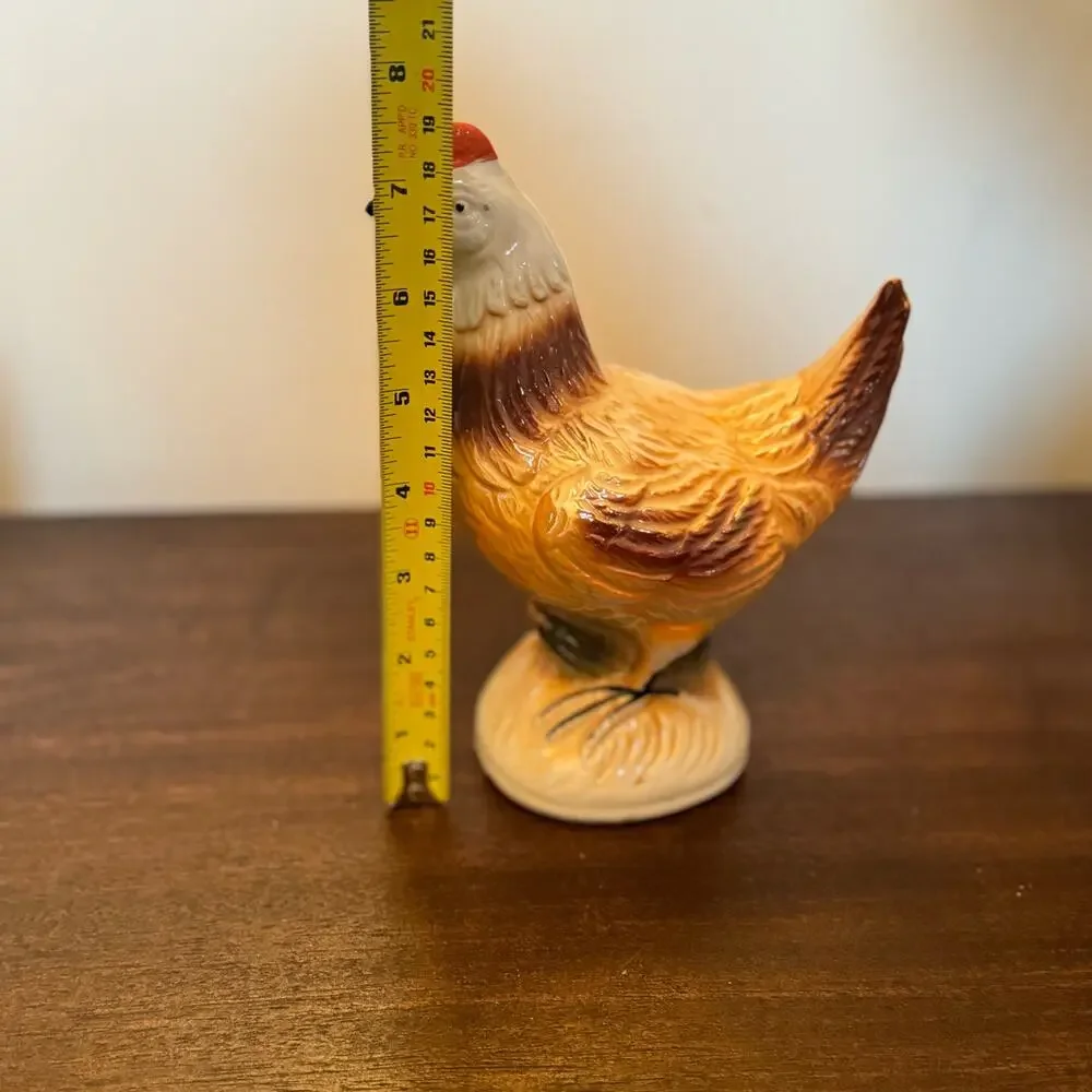 VTG Chicken Hen Ceramic Figurine Hand Painted Hen Farmhouse Décor Cottage Core